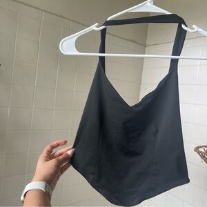 Black halter neck crop top
